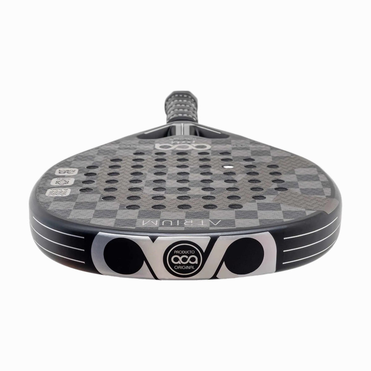 Seitenprofil des ACA Padel Atrium Schlägers, das die 38mm Rahmenstärke und die robuste Rahmenkonstruktion zeigt