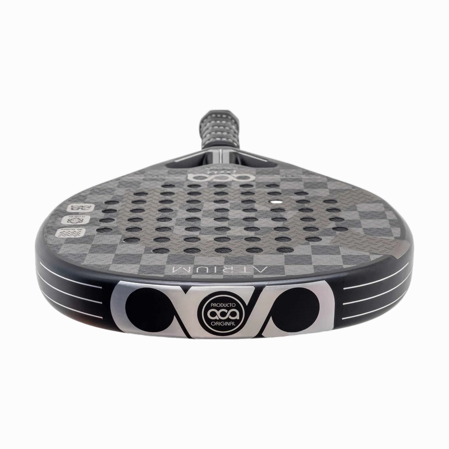 Seitenprofil des ACA Padel Atrium Schlägers, das die 38mm Rahmenstärke und die robuste Rahmenkonstruktion zeigt