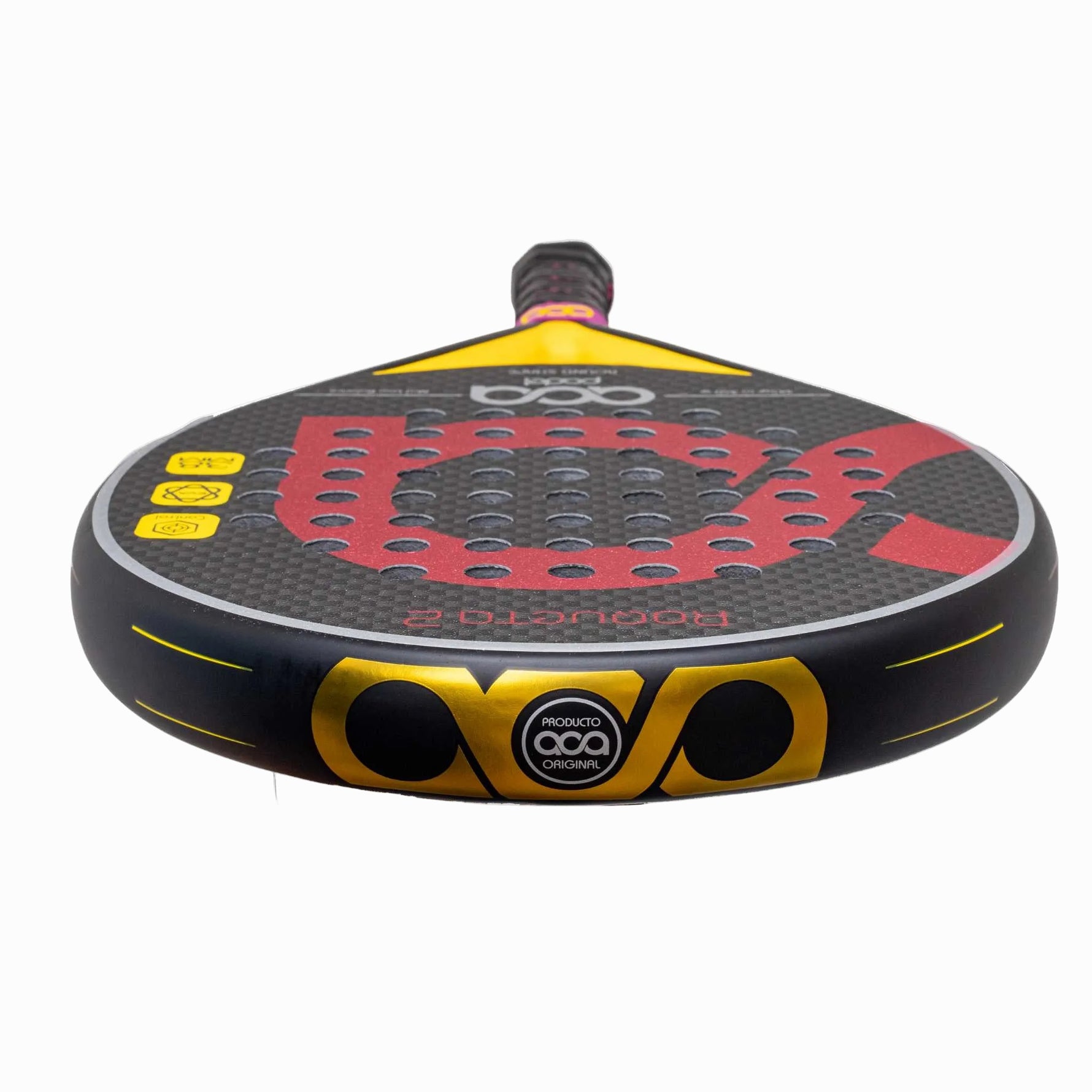 Draufsicht auf den ACA Roqueta 2 Padelschläger. Rahmenprofil des Padel Rackets von oben.