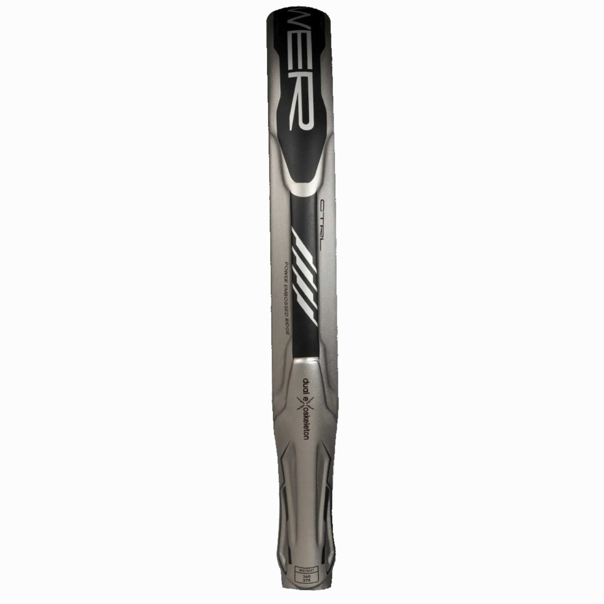 Seitenprofil des Schlägers mit Power Embossed Ridge Technologie und Dual eXoskeleton Rahmenverstärkung.