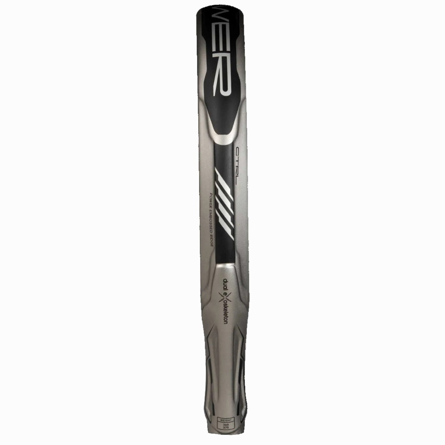 Seitenprofil des Schlägers mit Power Embossed Ridge Technologie und Dual eXoskeleton Rahmenverstärkung.