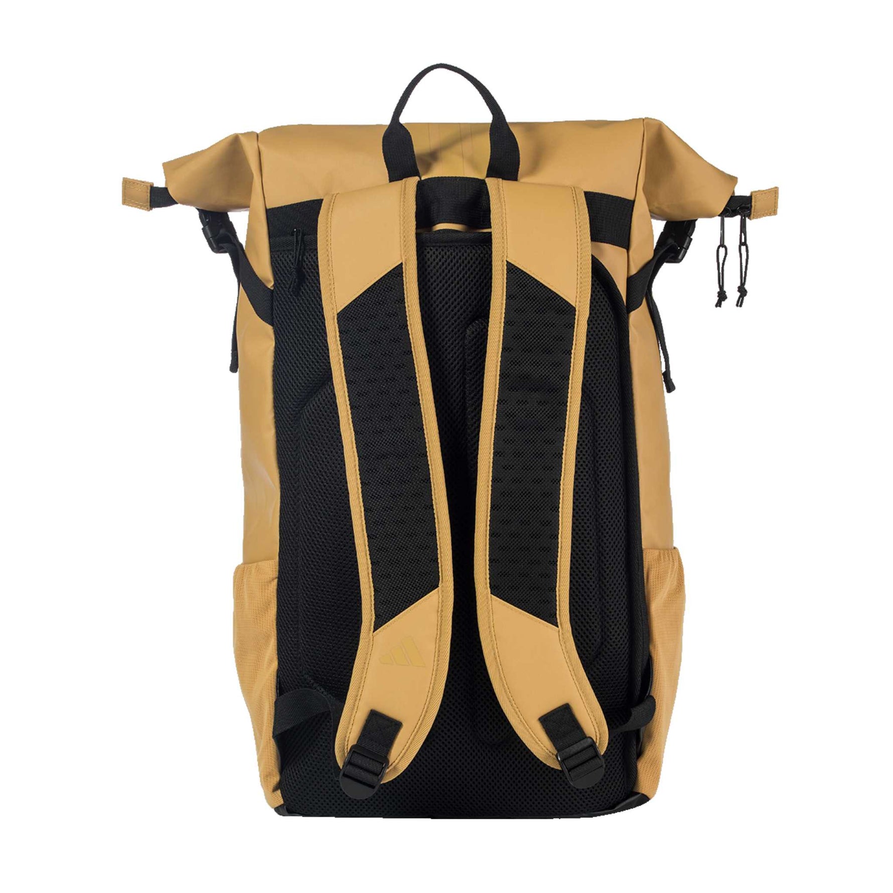 Rückseite des Adidas Padel Backpacks mit atmungsaktiver Polsterung und verstellbaren Tragegurten.