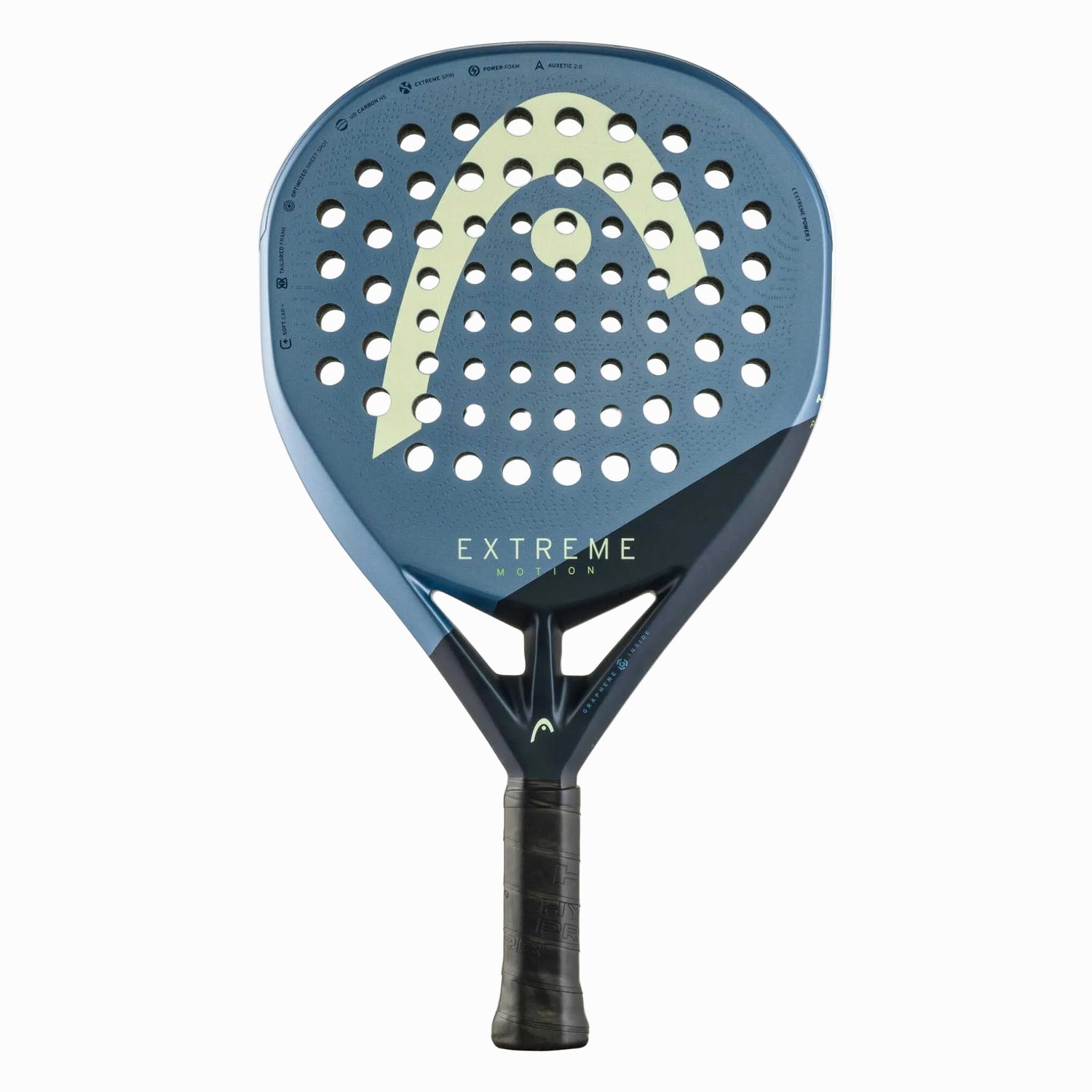 Frontansicht des Head Extreme Motion Padelschlägers mit Diamond-Form und Auxetic 2.0 Technologie für Power.