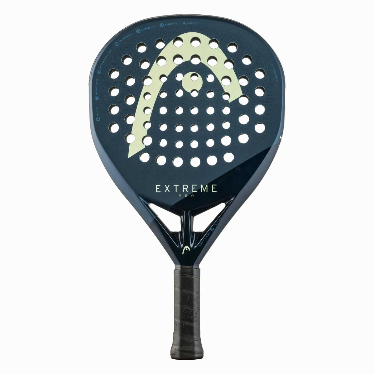 Frontansicht des Head Extreme Pro Padelschlägers mit Diamond-Form und Auxetic 2.0 Technologie für maximale Power.