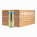 Versandkarton mit 24 Dosen Head Padel Pro S+ Bällen, ideal als Großverpackung für Vereine.