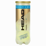 Eine Dose Head Padel Pro S+ Turnierbälle mit Gold-Label, Inhalt 3 Stück mit extra Haltbarkeit.