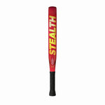 Stealth Padel Nemesis Seitenprofil mit STEALTH-Schriftzug in Rot/Gold – Italian Design, 38 mm